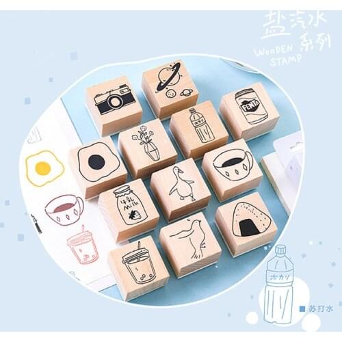 Vintage cute animal food planet decoration stamp wooden rubber stamps for scrapbooking stationery DIY craft standard stamp