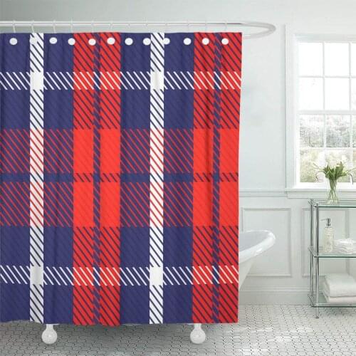 Pattern Cell Tissue Orange Blue White Plaid Warm Checkered Shower Curtain Waterproof 60 x 72 Inches Set with Hooks