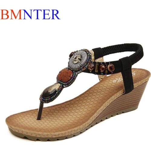 BMNTERSummer new Bohemian slope womens sandals fashion casual comfortable woman sandals beach non-slip sandals plus size 40