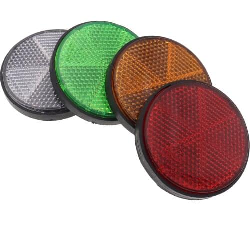 1Pcs 55mm Round Red/Orange/Green/White Reflector Tail Brake Light with Double-Sided Tape for Dirt Bike ATV Scooter Motorcycle