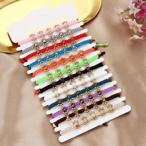 12Pcs Bohemia Colorful Braided Rope Bracelet Vintage Fashion Crystal Beaded Bracelets For Women Handmade Jewelry Party Gift