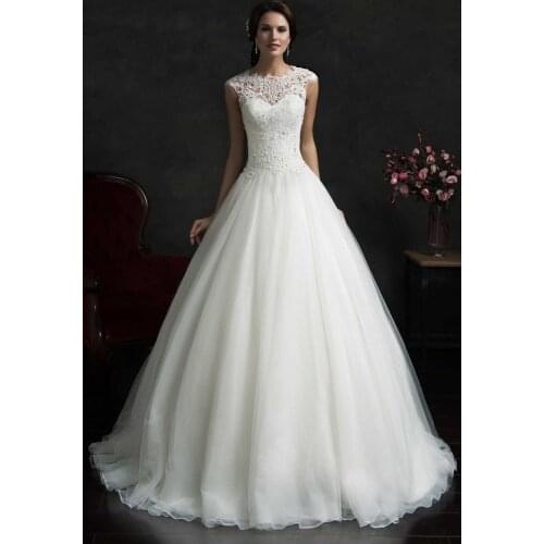 2015 Vintage High Neck Long Organza Ball Gown Wedding Dress Bridal Gown Cap Sleeve Bridal Wedding Gown Button F1319