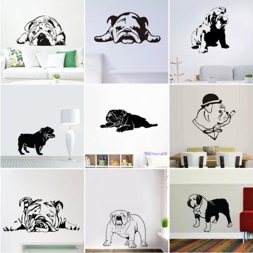 23 Styles English Bulldog Vinyl Wall Stickers Art Decal Home Decor Living Room Dog Wall Sticker Gift