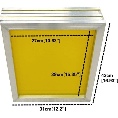 5Pcs/pack Reusable Aluminum Silk Screen Printing Frame 27x39cm with 120T 300 TPI Mesh Yellow for Making Stencil