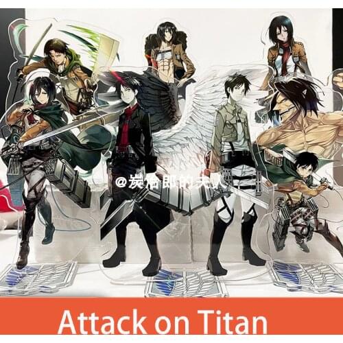 Anime Attack on Titan Eren Jaeger Mikasa Ackerman Cosplay Stand Figure Toy Desktop Decor Acrylic Model Plate Collection 15cm