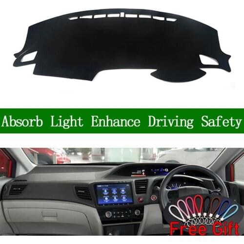 For Honda civic 2016 Right Hand Drive Dashboard Cover Car Stickers Sun Shade Dash Mat Carpet Interior Accessories