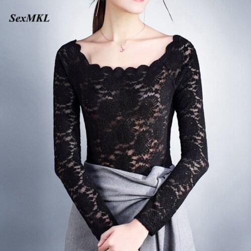 Summer Lace Off Shoulder Tops 2020 Fashion Hollow Out Sexy White Blouses Women Clothes Korean Transparent Casual Black Blouse