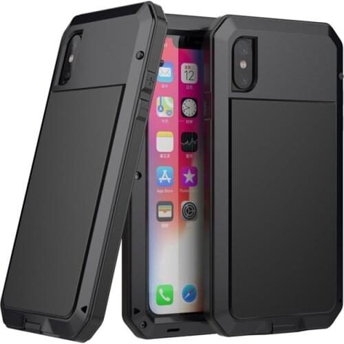 Heavy Duty Protection Doom armor Metal Aluminum phone Case for iPhone X XR iphoneXs Max Shockproof Cover Used for Hiking Cycling