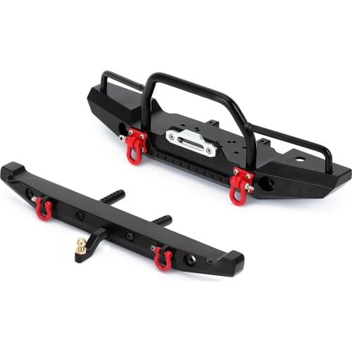 Metal Front Rear Bumper with Tow Hook LED Light for 1:10 RC Crawler Car Axial SCX10 90046 90047 Upgrade Parts