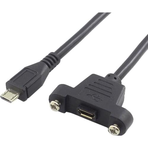 MLLSE Micro USB 5Pin Male To Female Extension Panel Mount Type Cable+Screws 50cm CB0510