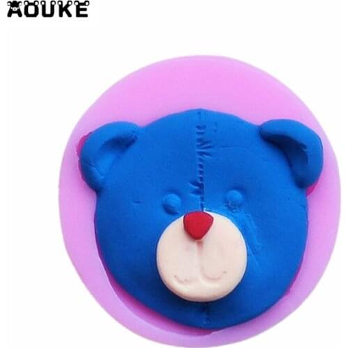 Cartoon Bear Face Fonfant Cake Silicone Moldc Chocolate Biscuits Ice Cube Soap Molds Confeitaria Kitchen Cake Decorating Tools