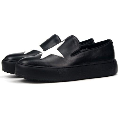 Winter Fashion Black casual shoes handmade High Quality Slip on Outdoor Five-Pointed Star Men Shoes Loafers