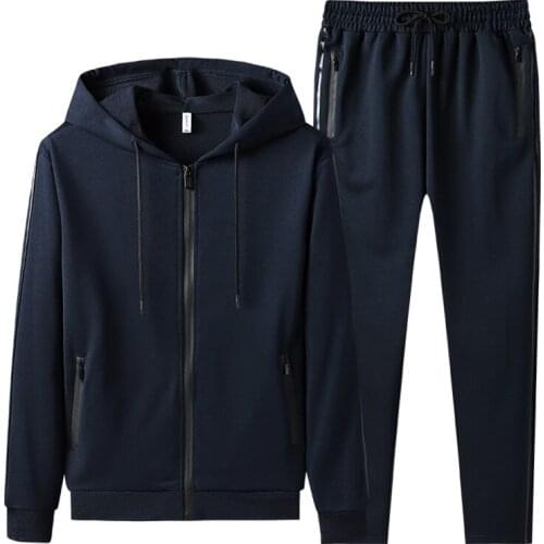 Hooded Men Sportswear Sets Spring Autumn Casual Tracksuit Men Two Piece Suit Hooded Sweatshirt + Sweatpants Male Sweatsuit