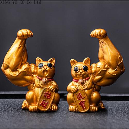 Color-changing Tea Pet Lucky Cat Unicorn Arm Vigorously Muscle Lucky Cat Small Ornaments Creative Coffee Table Accessories