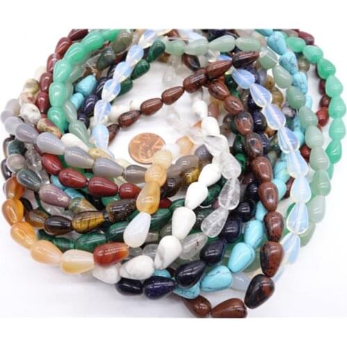 Wholesale 8*12mm 28pcs/lot Round Water Drop DIY Jewerlry Beads Necklace Natural Semi-Precious Stone