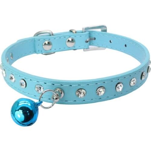 Small Dogs Collars Rhinestones Bell PU Leather Collar for Small Breed Dogs Pet Products Dog Accessory coleira para cachorro