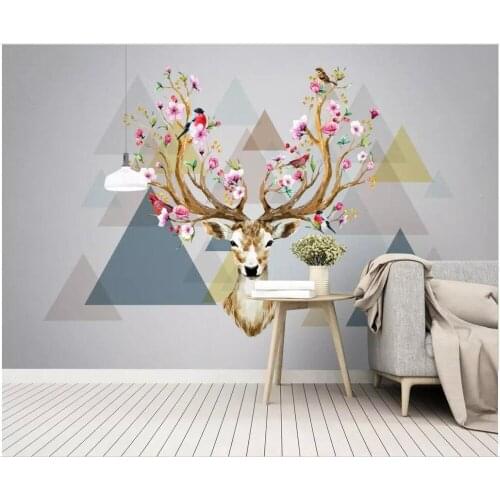 Custom photo 3d wallpaper American minimalist fashion hand-painted moose head art home decor living room wallpaper for walls 3 d