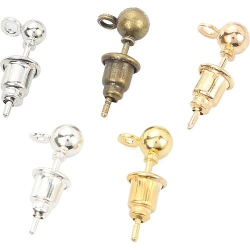 50pcs/lot 3/4/5mm Pin Findings Stud Earring Basic Pins Stoppers Connector For DIY Jewelry Making Accessories Supplies
