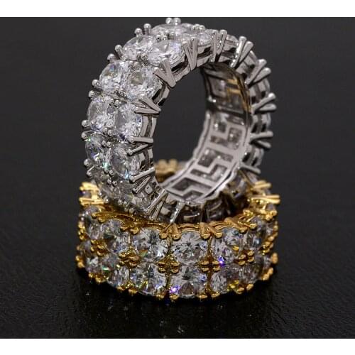 Bling Big Zircon Stone Gold Silver Color Hip Hop RIngs for Women Man Fashion Wedding Engagement Jewelry Best Gift 2019