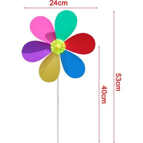 2pc Colorful Rainbow Flower Windmill Spinner Wind Home Garden Yard Patio Outdoor Decoration Kids Toy Lightweight Easy Removal