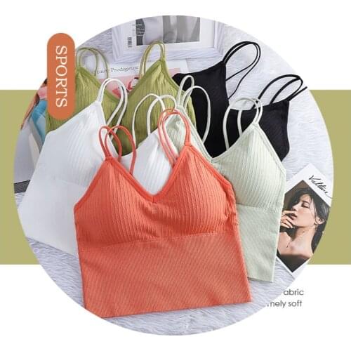 Womens Summer Clothes Camis Tanks Tops Sleeveless Cotton Bustier Unpadded Bandeau Bra Vest Crop Top Seamless Sport Tees Shirt