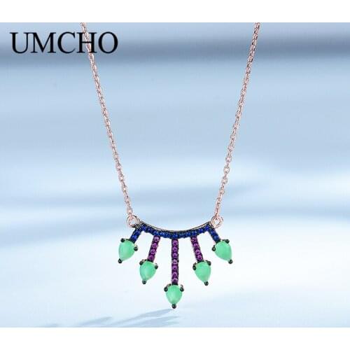 UMCHO Famous Brand Real Silver 925 Sterling Silver Jewelry Created Shape Necklace Wedding For Women Gift With Chain