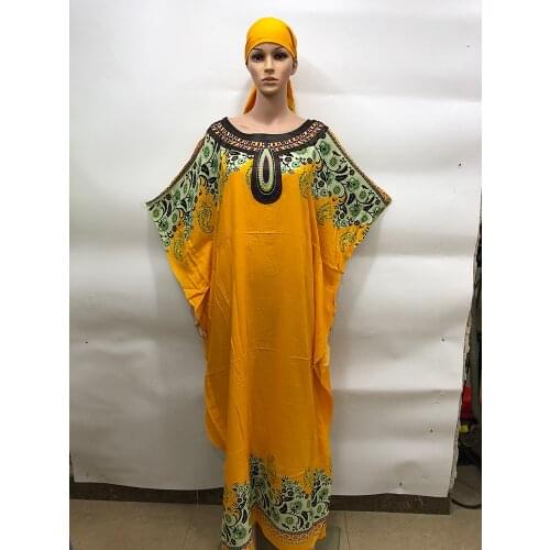 NEW Fashion Africa style Europe abaya With Scarf Long Dashiki Printing Dress Kalama Loose And Comfortable Muslim Robe For Lady