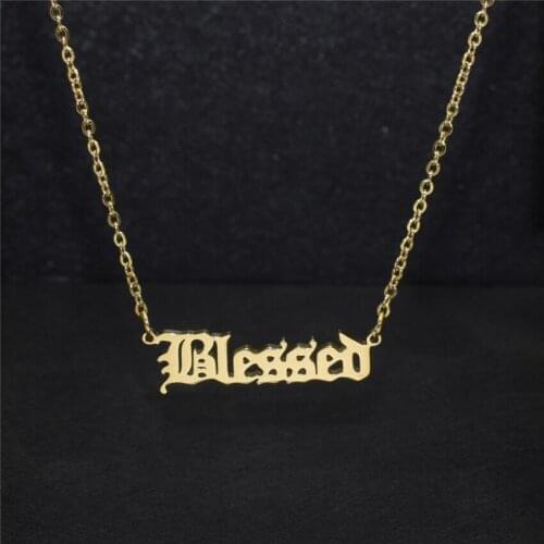 Letter Charms Gold Choker Dainty Blessed Necklace Pendants Statement Jewelry For Women Men Stainless Steel Chain ChokerBFF