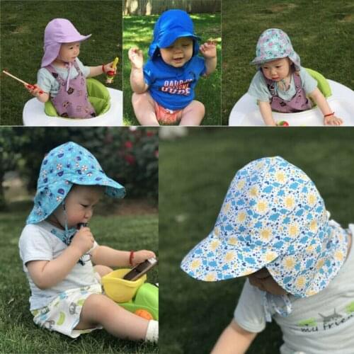 2020 New Fashion Baby Sun Hat Summer Beach Hat Cover Neck Cap Newborn Toddler Kids Boy Girl 6M-5Y