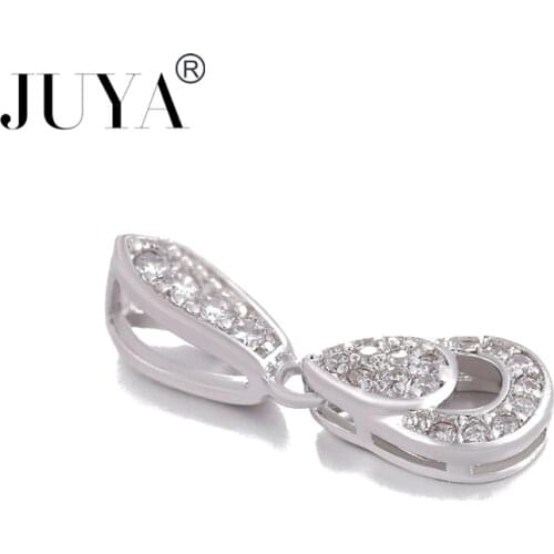 2021 Gold Luxury Zirconia Charms Clamp Pinch Clip Bail Beads Bails Findings DIY Supplies Jewelry Accessories