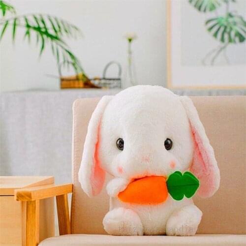 45CM Soft Cute White Rabbit Holding A Orange Carrot Star Plush Doll Toy