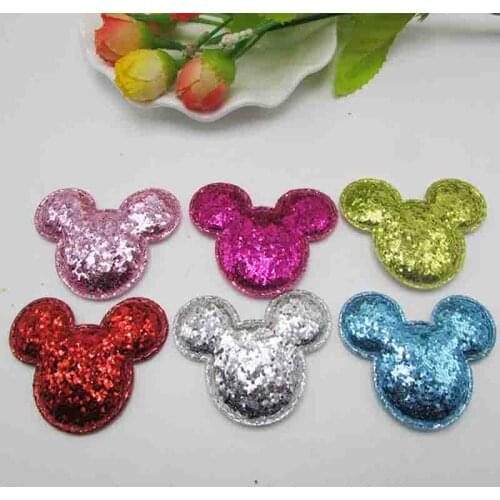 5.3*5cm 30pcs/lot shiny gold pink micky diy Padded Applique For Children cloth Headdress Accessories free shipping