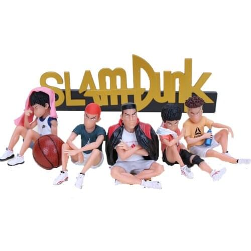 5pcs Slam Dunk Figures Backetball Car Ornament Hanamichi Sakuragi Rukawa Kaede Akagi Takenori Miyagi Ryota Shohoku Model Toys