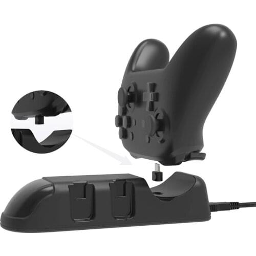 5 in 1 LED 4 Slots Joystick Pad Controller Charging Stand Dock Station / Pro Charger Cradle Holder for Nintend NS Switch Console