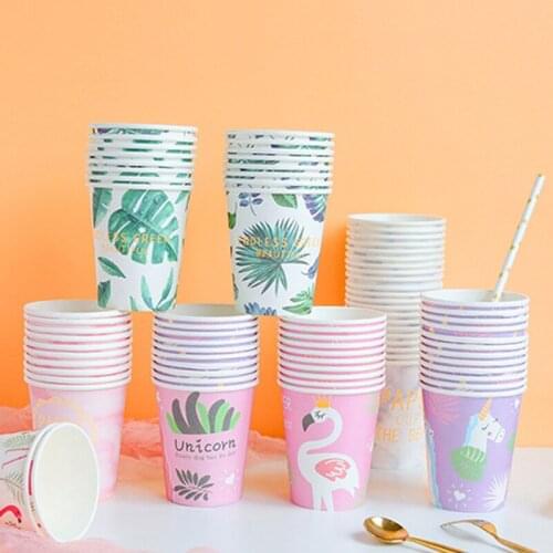 50pcs Disposable Paper Cups Birthday Party Decorations Kids Adult Juice Cup Drink Bottles Picnic Hiking Party Wedding Supplies