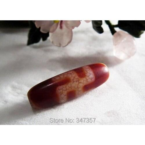 AAA Dzi Loose Beads Pendant 30x10mm One eyed and Swastika Pattern Red Color wholesale Tibetan beads Jewelry making beads