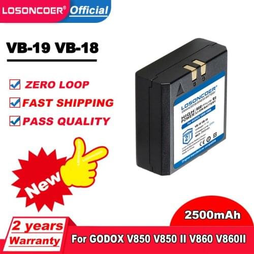 LOSONCOER 2500mAh High Capacity VB-18 VB18 VB-19 VB19 Battery for GODOX V850 V850 II V860 V860II Flash Speedlite