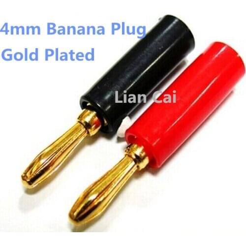 Free Shipping 20pcs/lot 4mm Banana Plug Gold Plated Connector Jack Banana Head Black and Red Color