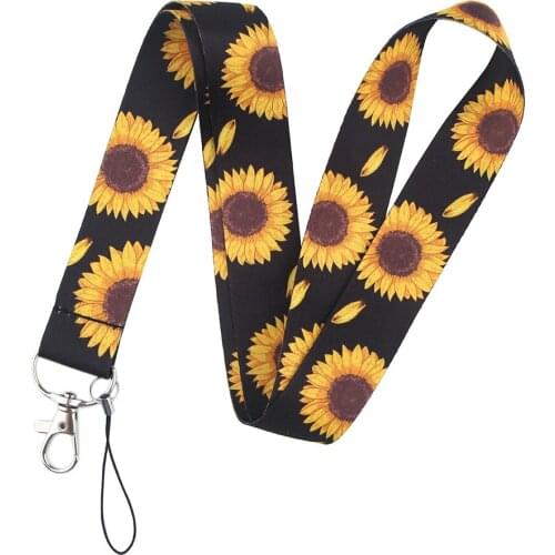 Sunflower Flowers Painting Art Keychain Lanyard For Keys Neck Strap Tags USB Gym ID Card Badge Holder Keyring Creative Lanyards