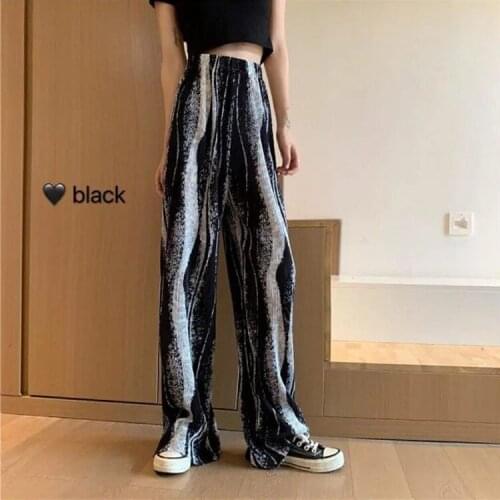 Summer Irregular Dyeing Wide-Leg Pants Drape Mop The Floor Straight-Leg Pants High-Waist Loose Women Pants Women Trouser