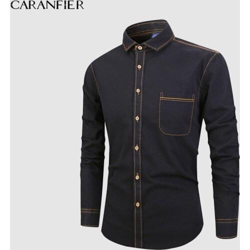 CARANFIER New spring Fashion Brand Men Clothes Slim Fit Men Long Sleeve Shirt Men Simple Cotton Casual Men Shirt US Size S-3XL
