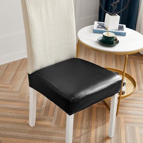 PU Leather Chair Seat Cover Without Backrest Solid Color Waterproof Seat Cushion Protector Stool Seat Cover