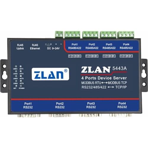 Four serial server, 4 serial server, serial server 4, device networking, ZLAN5443A