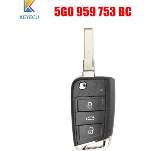 Keyecu Flip Remote Key Fob 3 Buttons for Volkswagen MQB Golf VII MK7, for Skoda Octavia A7 2017, 5G0 959 753 BC