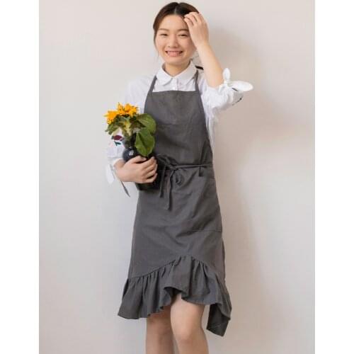 Women Cotton Linen Apron AA Japan Style Solid Color Housekeeping Sleeveless Apron Florist Cooking Accessories for Women Men