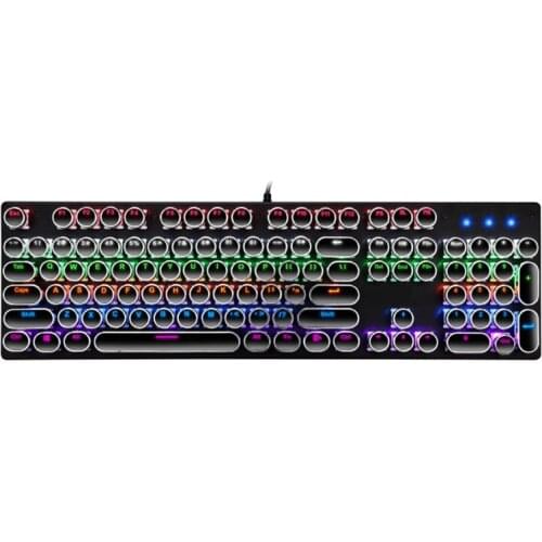 Gaming Keyboard Luminous Retro Punk Green Axis Mechanical Keyboard 104keys QW