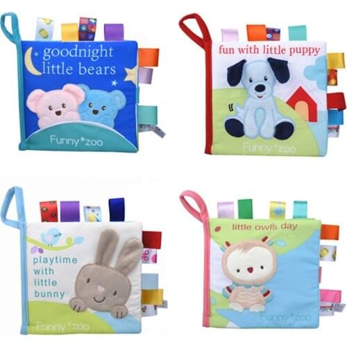 Baby Activity Crinkle Cloth Book Soft Animal Shower Nontoxic Fabric Book Toy Newborn Stroller Hanging Washable Educational Toys