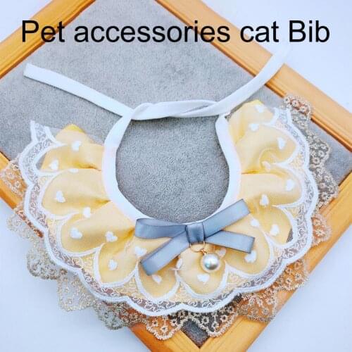 Pet Cat Kerchief Adjustable Dirt Resistant Exquisite Elegant Lace Pearl Princess Style Bib for Kitty Small Dog Accessories Decor