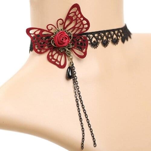 Pretty Red Hollowed Butterfly Charm Fashion Top Choker