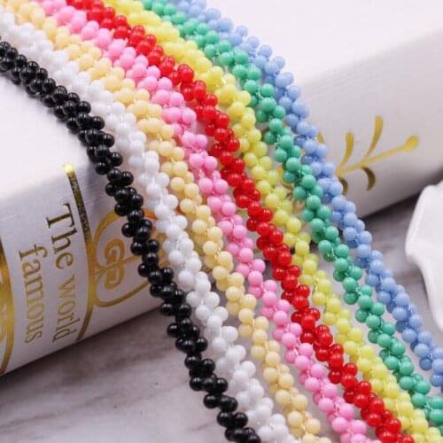 10yards DIY Handmade Beaded Lace Trims Wedding Dress Belt Sash Ribbon Bridal Applique Fabric Sewing Plastic Bead Ribbon Lace